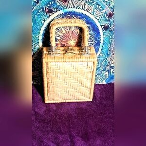 Vintage Woven Tan Handbag